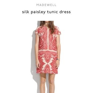 NWOT - Madewell Red Silk Paisley Tunic Dress, M